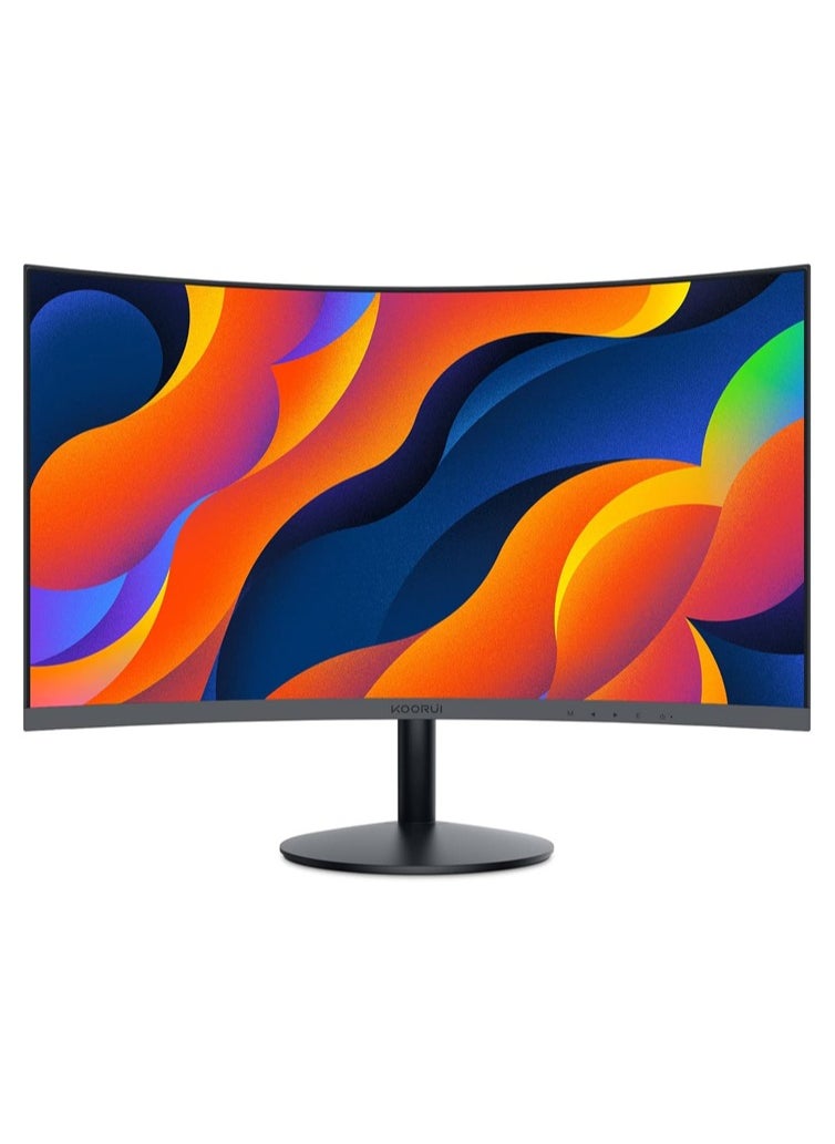 كوروي شاشة كمبيوتر منحنية KOORUI بحجم 27 بوصة - دقة Full HD 1080P، 75Hz، شاشة ألعاب LED، منافذ HDMI و VGA، تعديل للإمالة، حماية للعين، باللون الأسود | 27N5CA  - Image 1