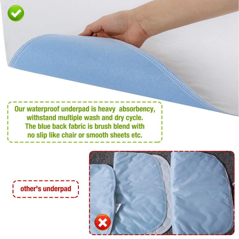 Bamuho Bed Pads for Incontinence Washable Extra Large 2 Pack 44" x 52", Waterproof Adult Large Bed Pads with 4 Layers of Protection, Fits Full to King Size Beds - Image 4
