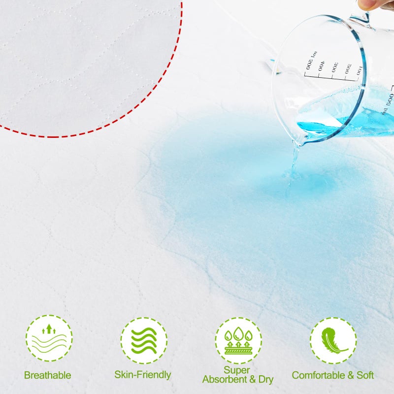 Bamuho Bed Pads for Incontinence Washable Extra Large 2 Pack 44" x 52", Waterproof Adult Large Bed Pads with 4 Layers of Protection, Fits Full to King Size Beds - Image 3
