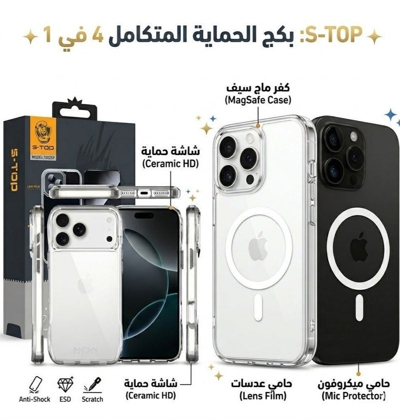 S-TOP S-STOP 4-in-1 Integrated Full Protection Package for iPhone 17 Series - Ultimate Anti-Shock & Drop Resistance (For All Models: 17 / 17 Air / 17 Pro / 17 Pro Max / 17e) - Image 1