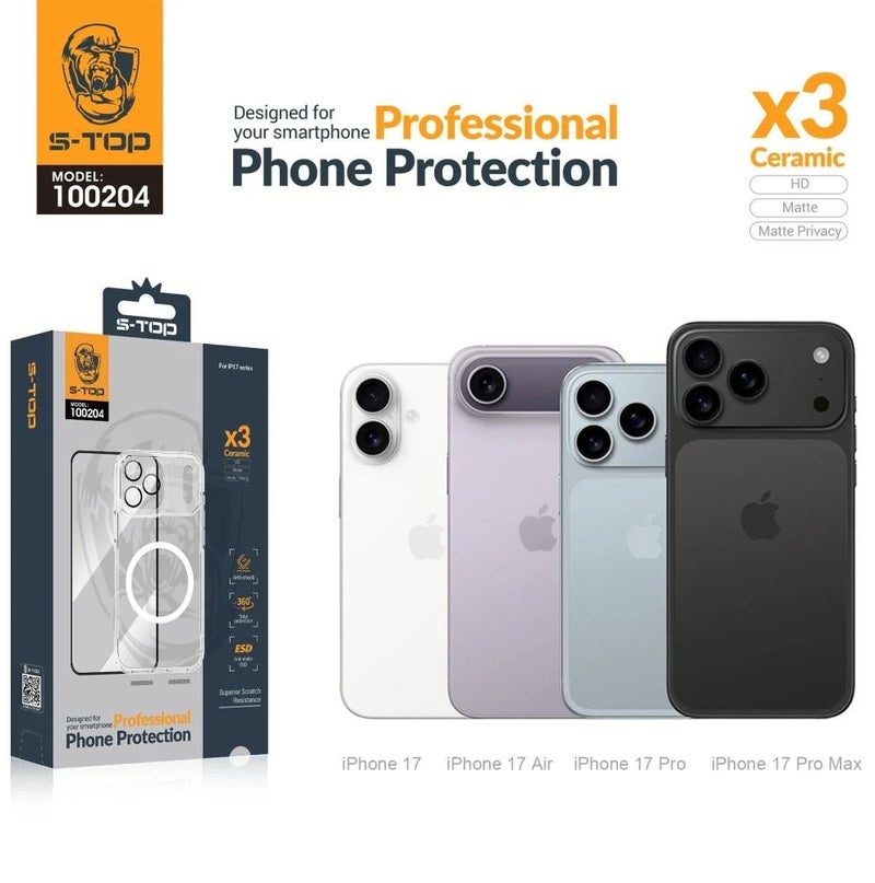 S-TOP S-STOP 4-in-1 Integrated Full Protection Package for iPhone 17 Series - Ultimate Anti-Shock & Drop Resistance (For All Models: 17 / 17 Air / 17 Pro / 17 Pro Max / 17e) - Image 3