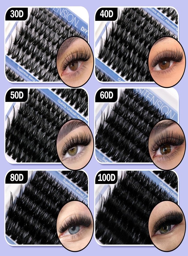 EASITENSION DIY Lash Clusters Kit 30-100D Volume Eyelash Extension Kit 8-16mm Thick Individual Lashes 708pcs with Lash Bond and Seal, Lash Tweezers, lash brush,Super Thin Band Eyelashes - Image 5