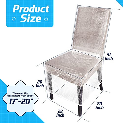 Remagr 8 Pcs Plastic Dining Chair Covers Protectors Clear Protector Waterproof Seat Cover, Fit W/21 x D/20 Inch - Image 2