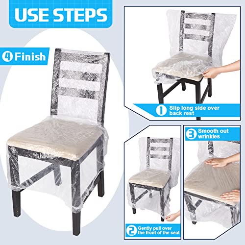 Remagr 8 Pcs Plastic Dining Chair Covers Protectors Clear Protector Waterproof Seat Cover, Fit W/21 x D/20 Inch - Image 4