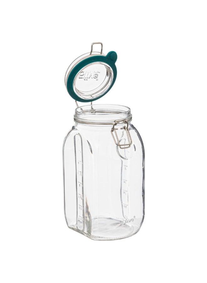 Five Simply Smart Jarro Glass Jar with Clip Closure Clear and Green 2 L 189557 - Image 2