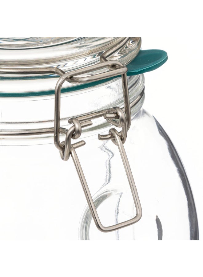 Five Simply Smart Jarro Glass Jar with Clip Closure Clear and Green 2 L 189557 - Image 3