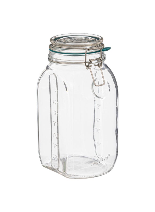 Five Simply Smart Jarro Glass Jar with Clip Closure Clear and Green 2 L 189557 - Image 1