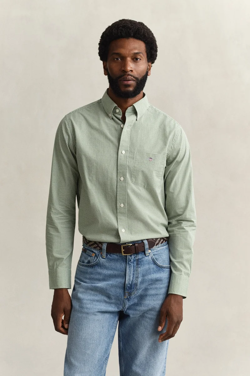 GANT  Regular Classic Poplin Gingham Shirt for Men | Best Price UAE