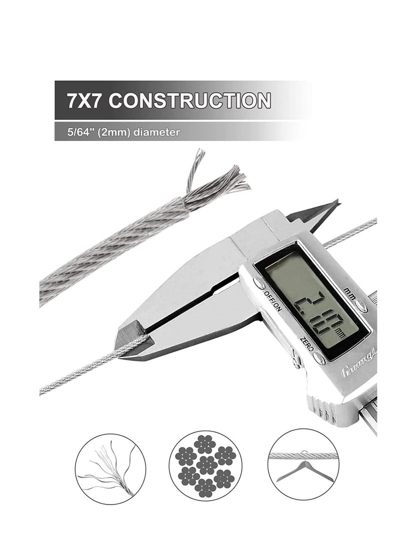 SYOSI Wire Cable Railing Kit 164ft Stainless Steel Rope Coated Garden for Support System Clotheslines Hanging Lights with Thimbles Crimping Sleeves Clips Screwdrivers  - Image 5
