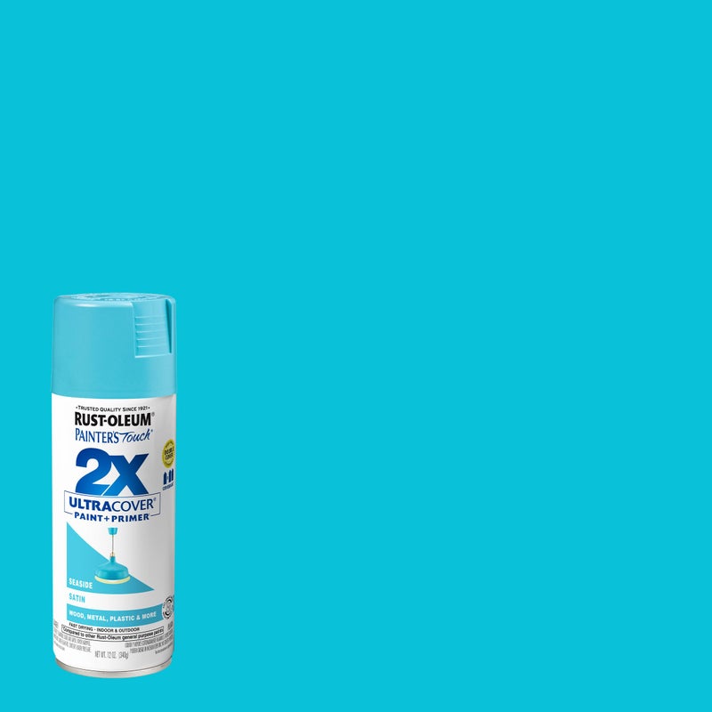 Rust-Oleum 315395 Painter's Touch 2X Ultra Cover Spray Paint, 12 oz, Satin Seaside - Image 1