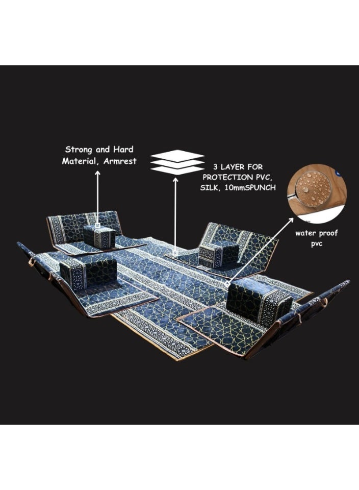 سمارت هوم طقم جلسة أرضية 9 قطع – فرشة أرضية مقاس 300×200 سم مع 4 كراسي أرضية مقاس 120 سم لشخصين و4 مراكي مريحة، جلسة عربية عصرية للمنزل والاستقبال - Image 5