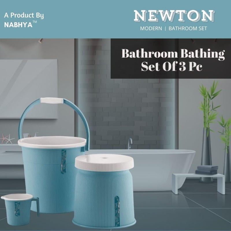 Nabhya Combo of 3 pcs Bathroom Accessories Set Plastic Bathroom Set with 20Ltr Plastic Bucket, Small Mug and Big Stool for Home, Kitchen & Bathroom (Blue) - Image 4