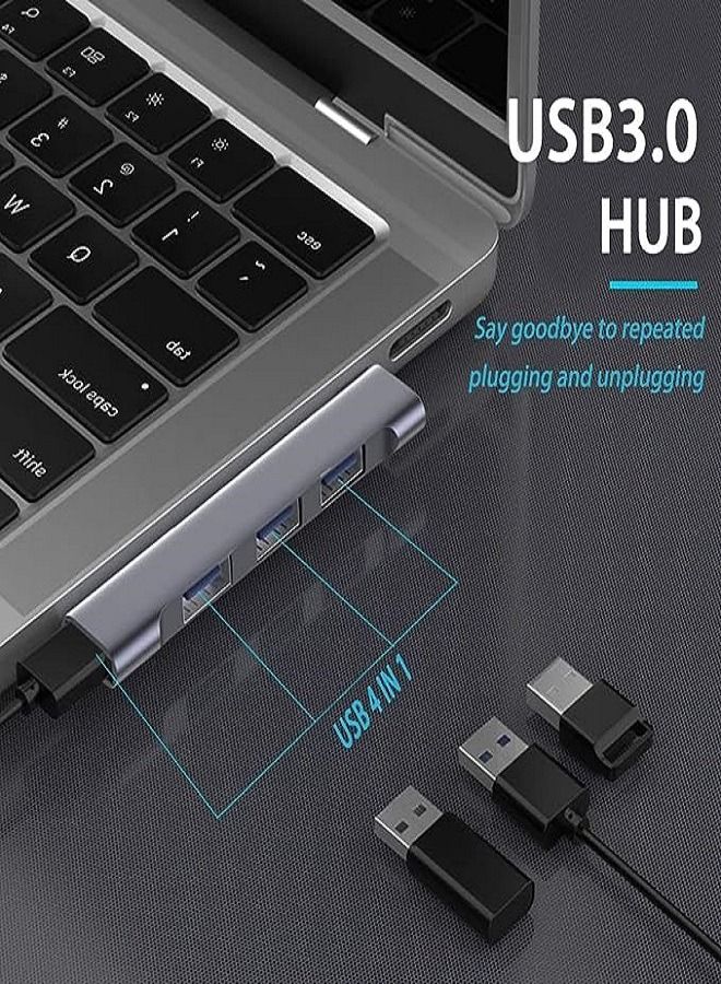 Type-c Hub For Laptop, Portable Ultra-Slim Type-C To USB Hub Multiport Adapter With USB 3.0 Port, USB C Expander For MacBook Pro Air, Surface Pro, Keyboard, Flash Drive - Image 3