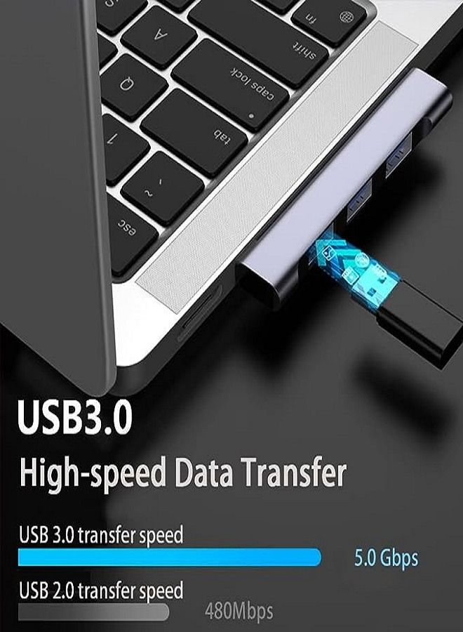 Type-c Hub For Laptop, Portable Ultra-Slim Type-C To USB Hub Multiport Adapter With USB 3.0 Port, USB C Expander For MacBook Pro Air, Surface Pro, Keyboard, Flash Drive - Image 4