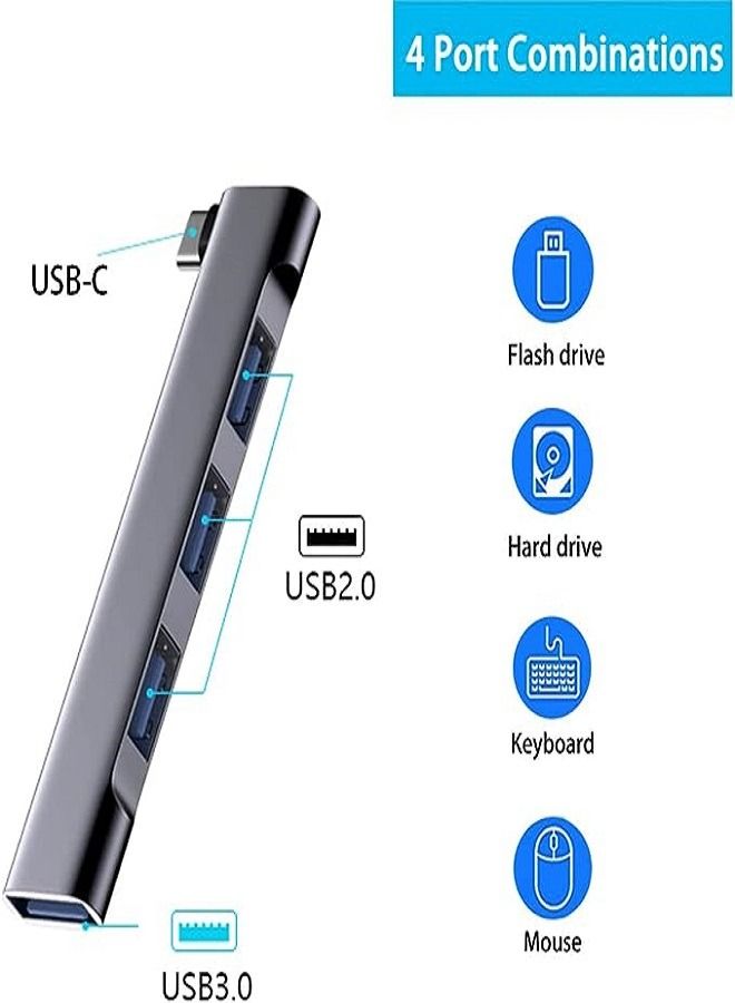 Type-c Hub For Laptop, Portable Ultra-Slim Type-C To USB Hub Multiport Adapter With USB 3.0 Port, USB C Expander For MacBook Pro Air, Surface Pro, Keyboard, Flash Drive - Image 2