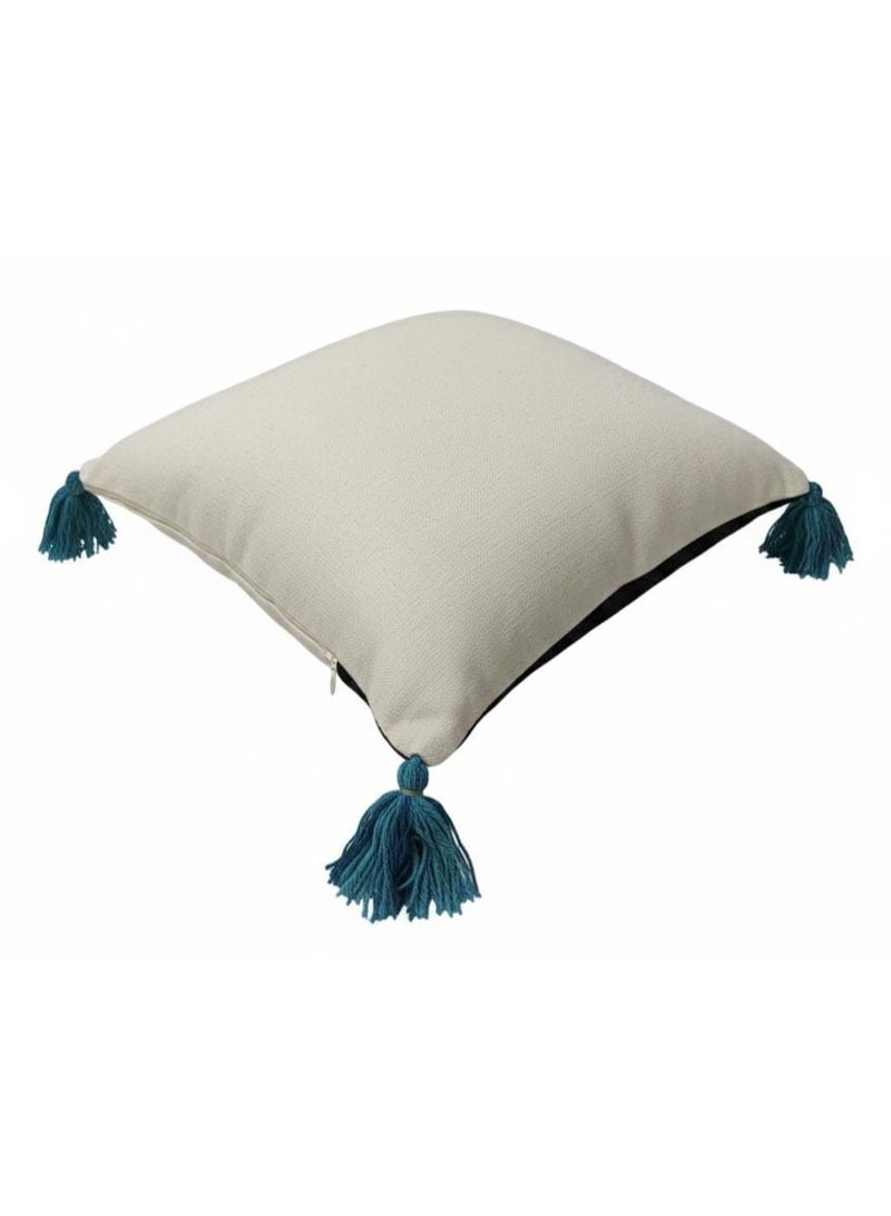 أي كي دي سي وسادة مربعة متعددة الألوان بتصميم أنيق من AKDC مع لمسات بيج وبني وأزرق - قماش قطني، 45×45 سم - Image 2