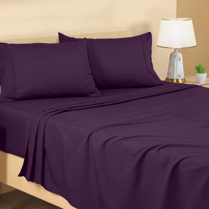 Utopia Bedding Queen Sheet Set - Brushed Microfiber - Soft Bed Sheets for Queen Size Bed Set - Luxury Bedding Sheets with Fitted Sheet  Flat Sheet & 2 Pillow Cases - Deep Pocket (Purple) - Image 1