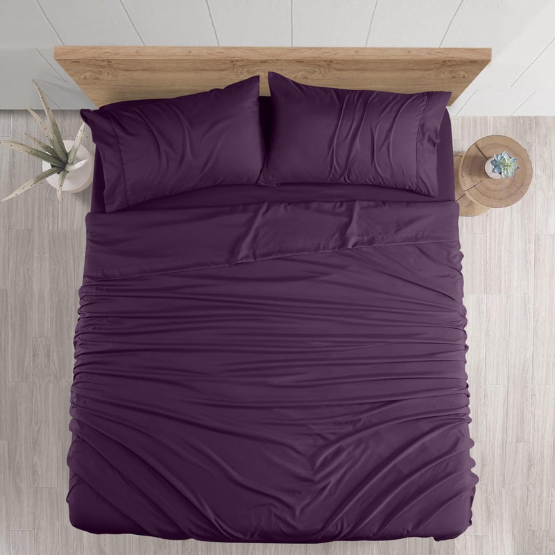 Utopia Bedding Queen Sheet Set - Brushed Microfiber - Soft Bed Sheets for Queen Size Bed Set - Luxury Bedding Sheets with Fitted Sheet  Flat Sheet & 2 Pillow Cases - Deep Pocket (Purple) - Image 3