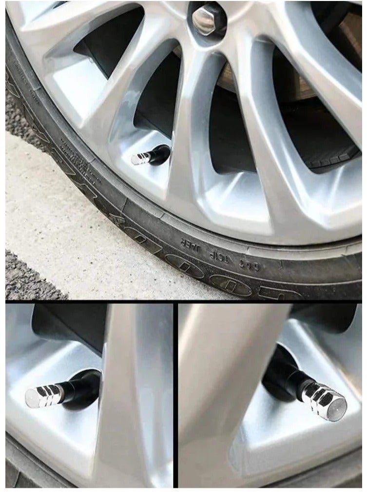 Valve for Tires Set - Pack of 4 Tire Valves - Tire Valve Kit - Tire Valves - Set of 4 Wheel Valves - Strong Metal Tire Valve Cap - Valve Cap Kit - Car Valve - Tire Valves - Silver Valve Stem Caps - Tire Valve - Four Pieces of Rim Valve - Strong Hexagonal Design Metal Valve - Silver Color - Image 3