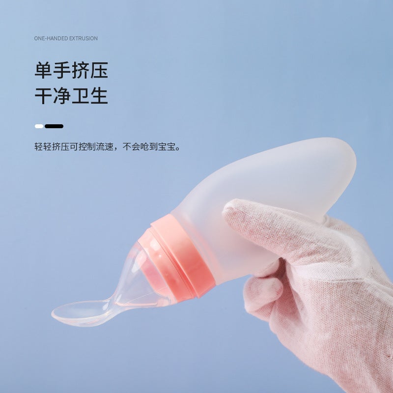 Baby Rice Cereal Bottle Infant Food Supplement Bottle Rice Cereal Spoon Newborn Silicone Octagonal Squeeze Spoon Rice Cereal Feeder - Image 3