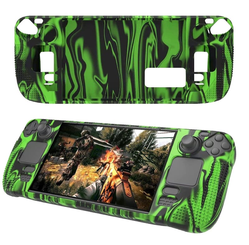 TMG Protective Case for Steam Deck, Full Protection Steam Deck Cover, Non Slip Steam Deck Cover Protector, Shock-Absorption and Anti-Scratch Design - Camouflage Green - Image 1