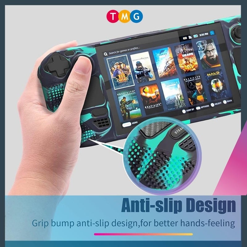 TMG Protective Case for Steam Deck, Full Protection Steam Deck Cover, Non Slip Steam Deck Cover Protector, Shock-Absorption and Anti-Scratch Design - Camouflage Green - Image 3