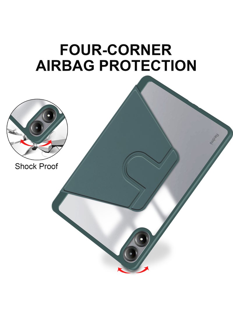 Rotating Case Compatible with Redmi Pad Pro 12.1 inch/ Xiaomi Poco Pad 12.1 inch,360 Degree Rotating Stand Cover, Multi-Angle Viewing Folio Cover with Pencil Holder Green - Image 5