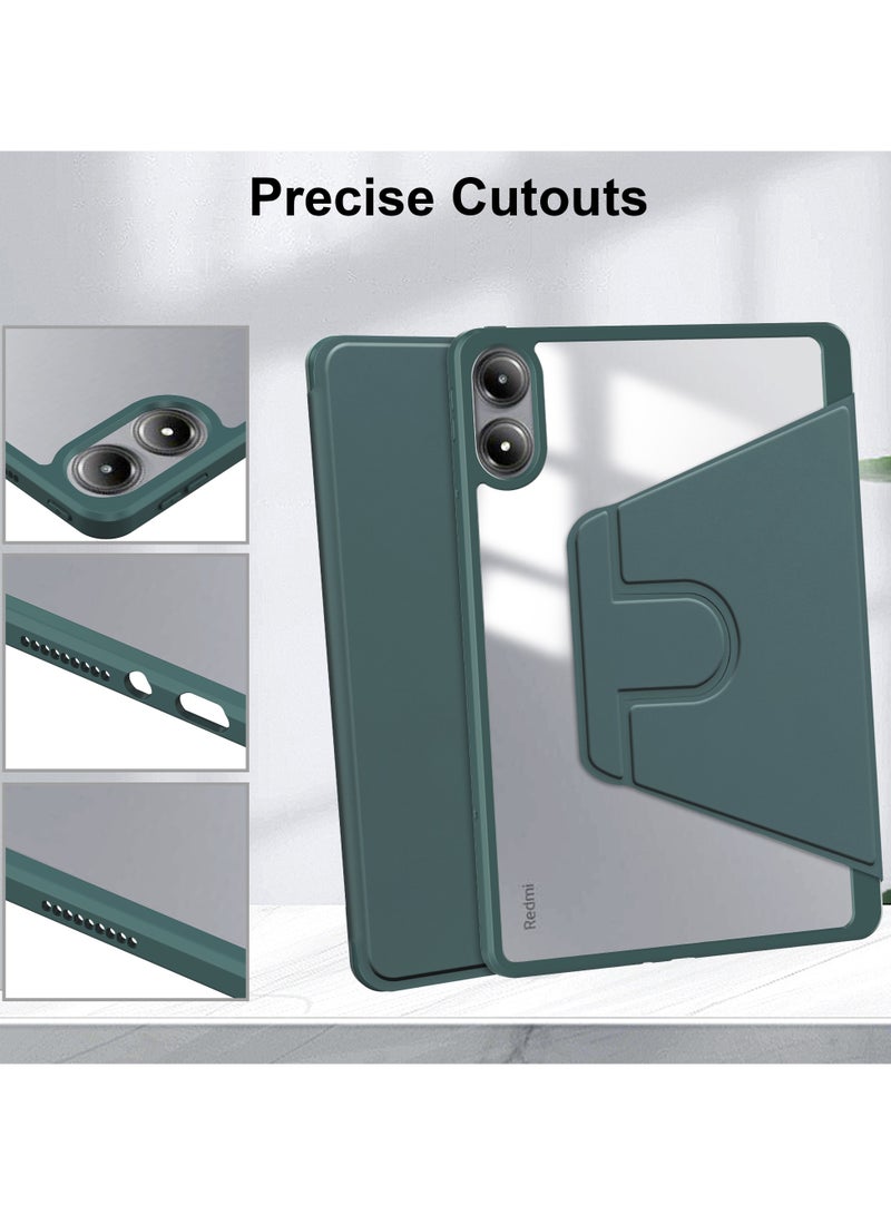 Rotating Case Compatible with Redmi Pad Pro 12.1 inch/ Xiaomi Poco Pad 12.1 inch,360 Degree Rotating Stand Cover, Multi-Angle Viewing Folio Cover with Pencil Holder Green - Image 4