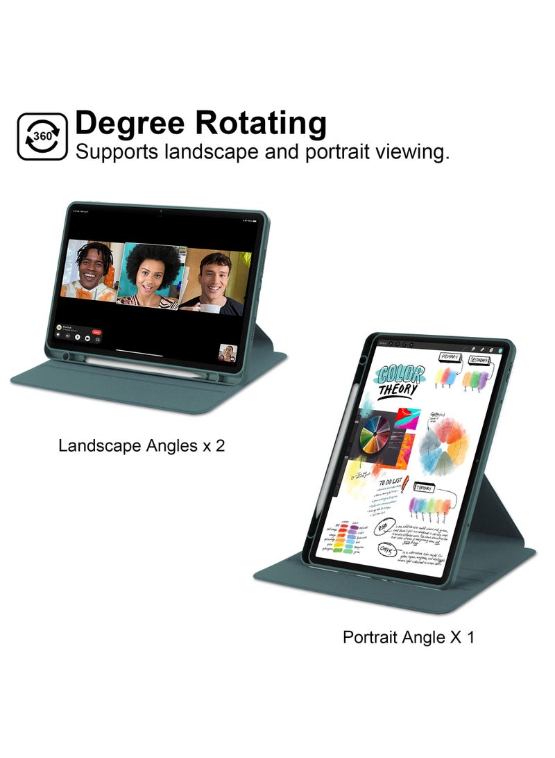 Rotating Case Compatible with Redmi Pad Pro 12.1 inch/ Xiaomi Poco Pad 12.1 inch,360 Degree Rotating Stand Cover, Multi-Angle Viewing Folio Cover with Pencil Holder Green - Image 3