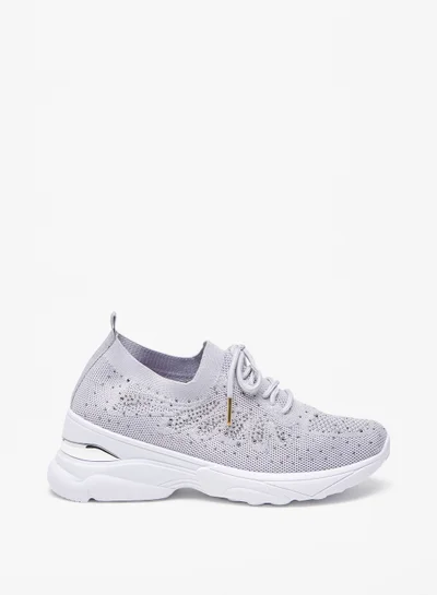 Flora Bella By Shoexpress Womens Embellished Sports Shoes with Lace-Up Closure