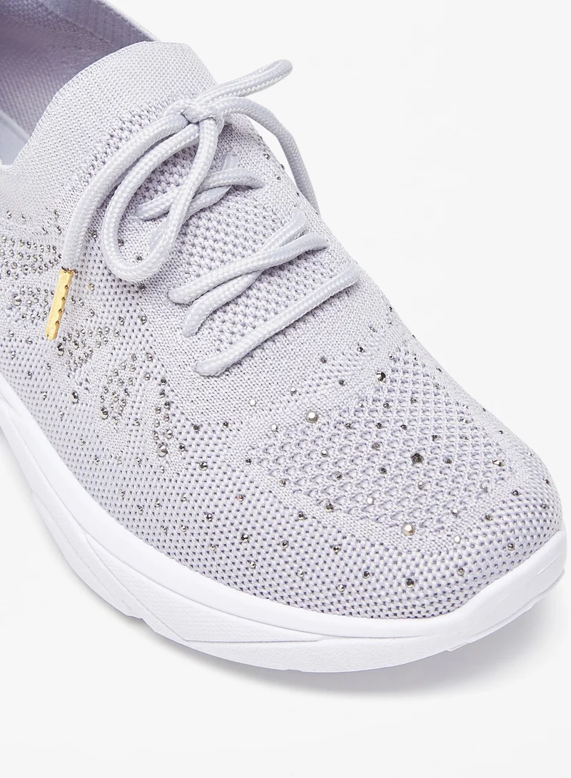 Flora Bella By Shoexpress Womens Embellished Sports Shoes with Lace-Up Closure
