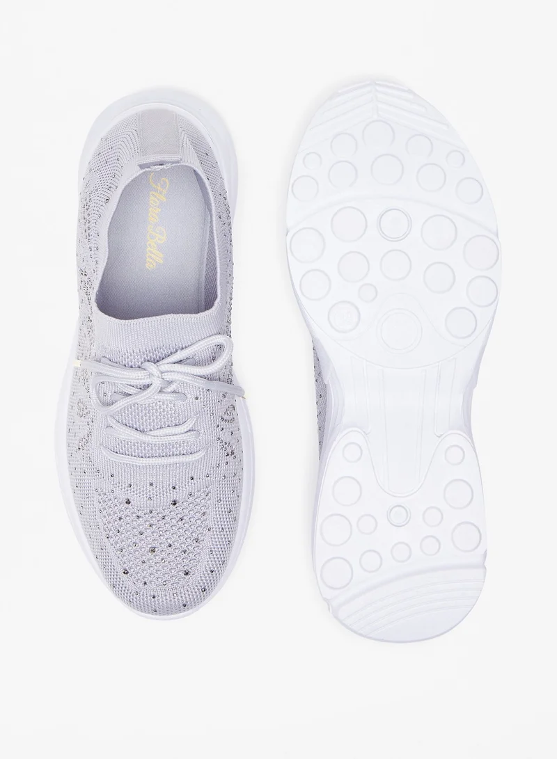 Flora Bella By Shoexpress Womens Embellished Sports Shoes with Lace-Up Closure