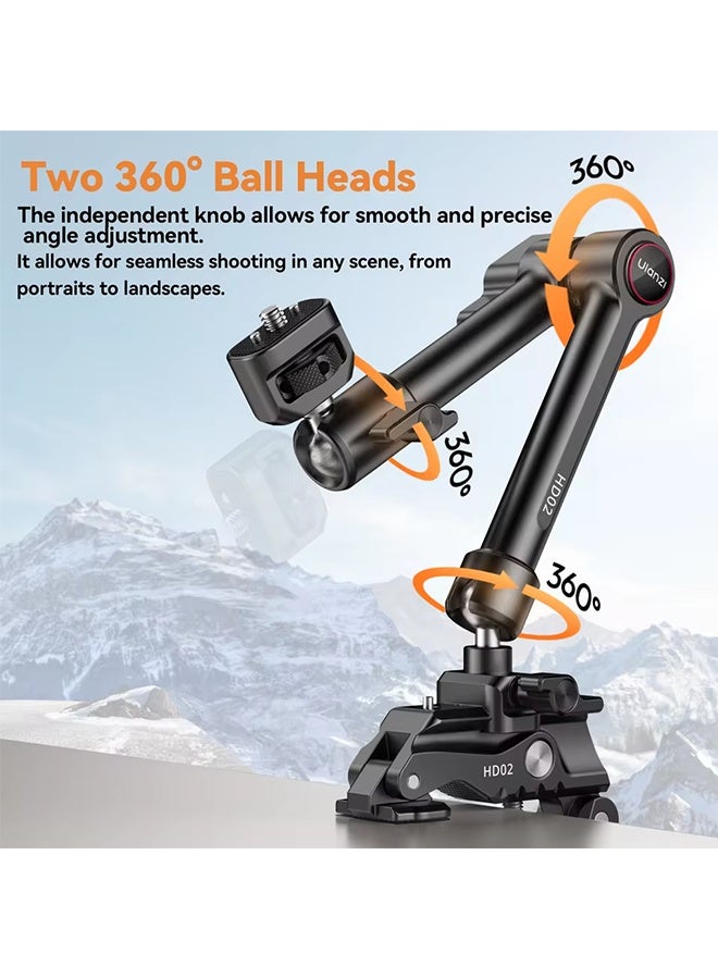 يولانزي مشبك Ulanzi HD02 فائق السرعة مع رأس كروي صغير 360 درجة، مشبك سريع الفك، حامل ثلاثي القوائم، مشبك لولبي 1/4 بوصة لكاميرا DSLR Gopro - Image 3
