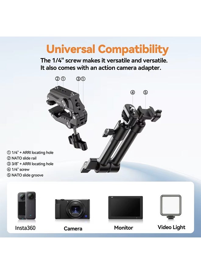 يولانزي مشبك Ulanzi HD02 فائق السرعة مع رأس كروي صغير 360 درجة، مشبك سريع الفك، حامل ثلاثي القوائم، مشبك لولبي 1/4 بوصة لكاميرا DSLR Gopro - Image 5