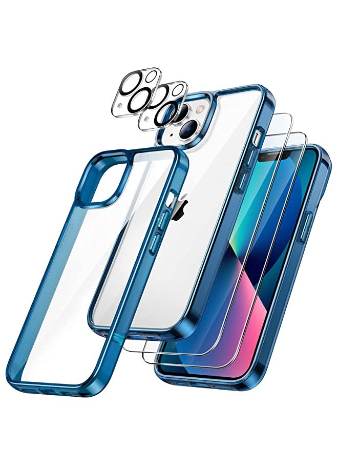 Jetech 5 in 1 Case for iPhone 13 6.1-Inch, with 2-Pack Screen Protector and 2-Pack Camera Lens Protector, Full Coverage Tempered Glass Film, Shockproof Bumper Phone Cover (Navy)  - Image 1