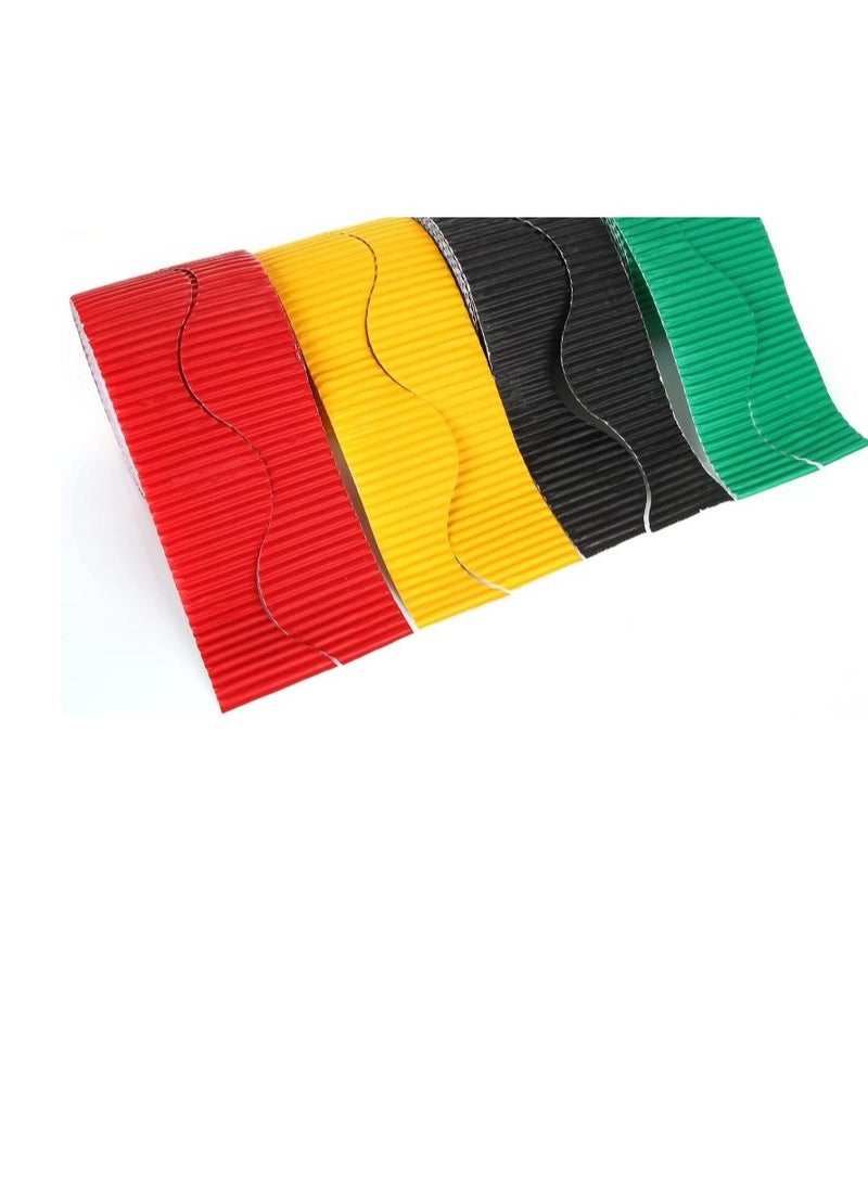 Sadaf 4PCS Corrugated Border Rolls, Adhesive Bulletin Board Border Trim, for School Displays, Classroom Decorations and Bulletin Boards - Red, Yellow, Green, Black 10CM X7.5M - Image 2