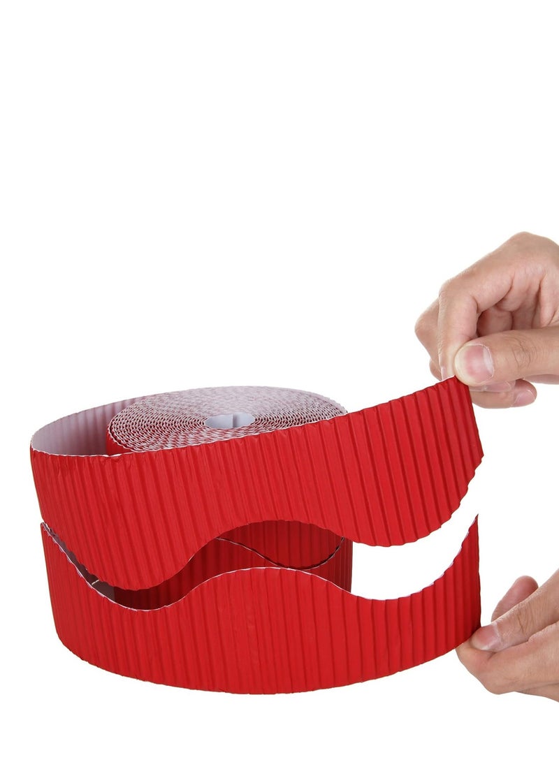 Sadaf 4PCS Corrugated Border Rolls, Adhesive Bulletin Board Border Trim, for School Displays, Classroom Decorations and Bulletin Boards - Red, Yellow, Green, Black 10CM X7.5M - Image 3