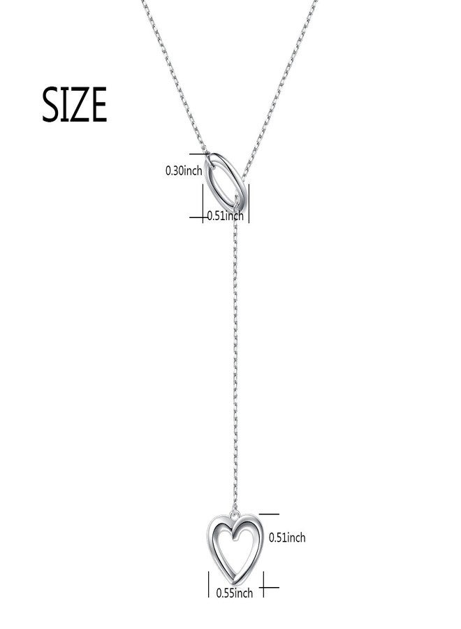 Yearace Long Necklace 925 Sterling Silver Adjustable Oval Heart Y Shaped Lariat Necklace for Women Gifts, 20 + 2 inches - Image 5