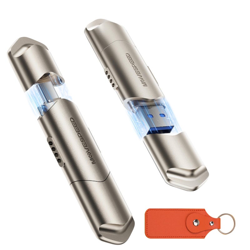 MOVESPEED MOVE SPEED USB Drive 1TB External SSD 1000MB/s USB 3.2 Gen2+USB C Dual Ports Portable Zinc Alloy Thumb Drive Stick, External Drive with Metal Casing for iPhone 15/16/17 Series/Mac/Android Phone - Image 1
