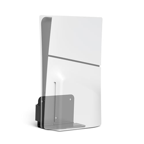 Bangcheer Aluminum Wall Mount for PlayStation 5 Slim Digital Edition and Disc Edition Wall Mount Bracket for PS5-Slim Space Saving PS5 Slim Shelf Mount (Black) - Image 1