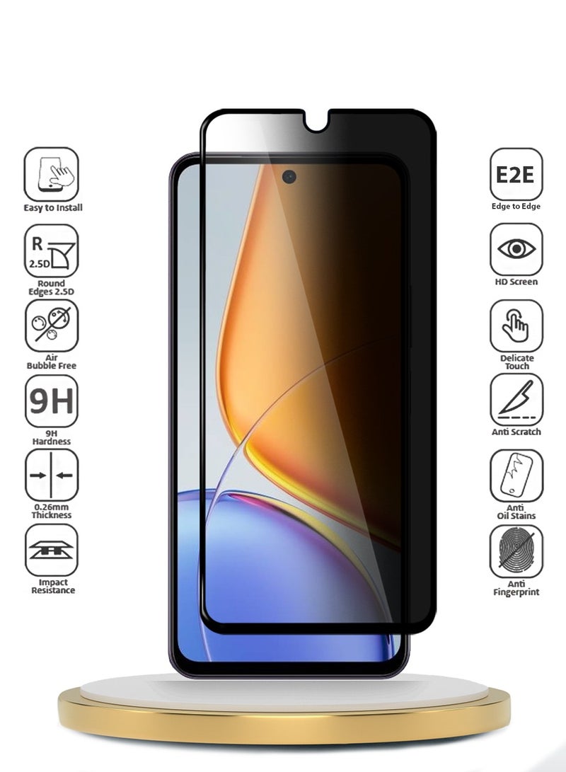Wtech vivo Y39 5G 2025 Premium E2E Series Privacy Full Glue Full Cover Tempered Glass Screen Protector (MSGECP) - Clear/Black - Image 2