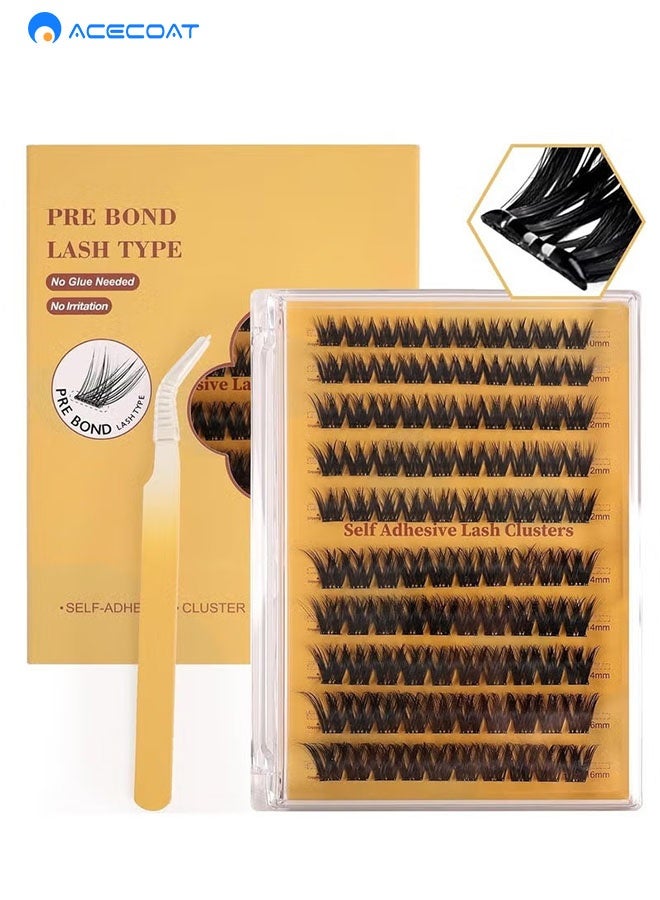 ACECOAT Self Adhesive Eyelashes Clusters Kit, False Eyelashes D Curl Pre Glued Lash Clusters Wispy Lashes Kit with Tweezers for Beginners, Press On Glueless Lash Extension Kit 10 to 16mm ,100PCS - Image 2