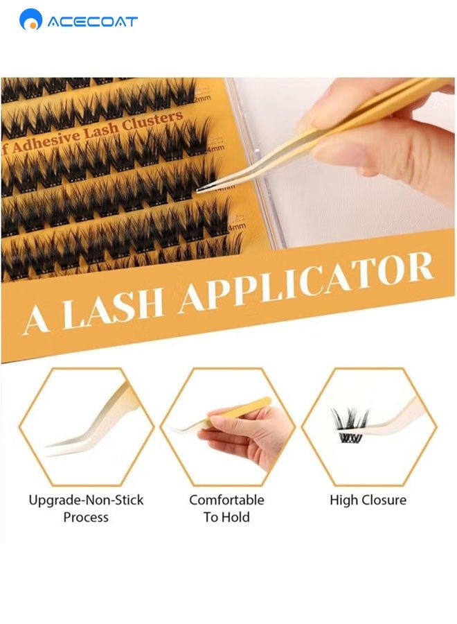 ACECOAT Self Adhesive Eyelashes Clusters Kit, False Eyelashes D Curl Pre Glued Lash Clusters Wispy Lashes Kit with Tweezers for Beginners, Press On Glueless Lash Extension Kit 10 to 16mm ,100PCS - Image 4