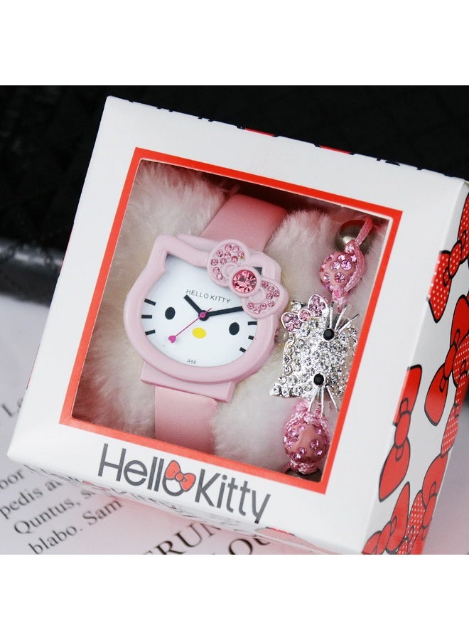 هالو كيتي طقم سوار ساعة مرصع بالألماس من Hello Kitty - Image 1