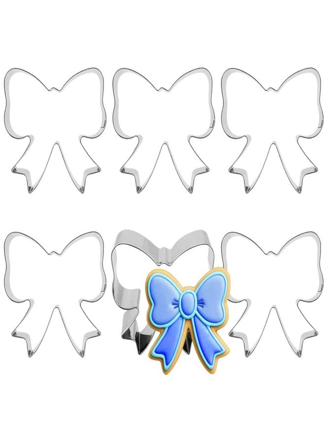 Saktopdeco 6 PCS Bow Cookie Cutter Set Small Bowknot Shaped Cookie Cutter Cute metal Candy Cutters for Craft DIY Baking Supplies - Image 1