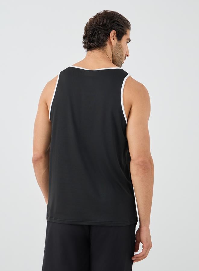 Styli Active Contrast Trim Slogan Print Vest - Image 4