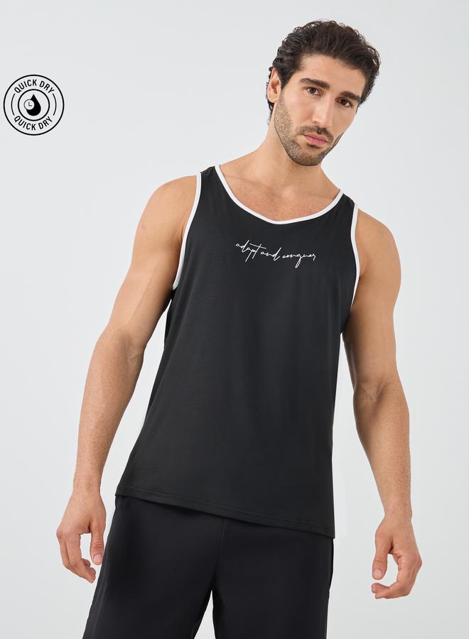 Styli Active Contrast Trim Slogan Print Vest - Image 1