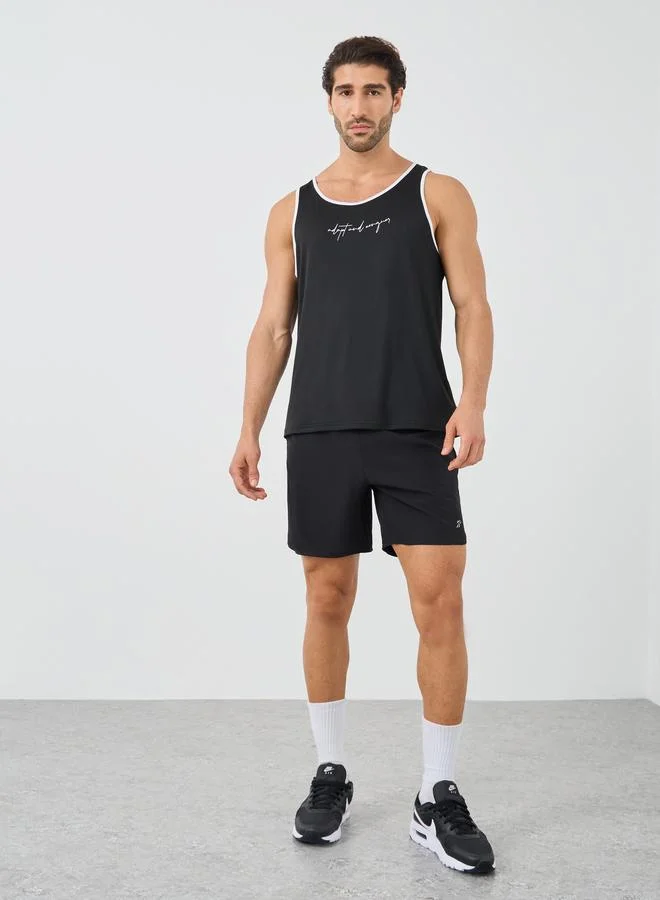 Styli Active Contrast Trim Slogan Print Vest