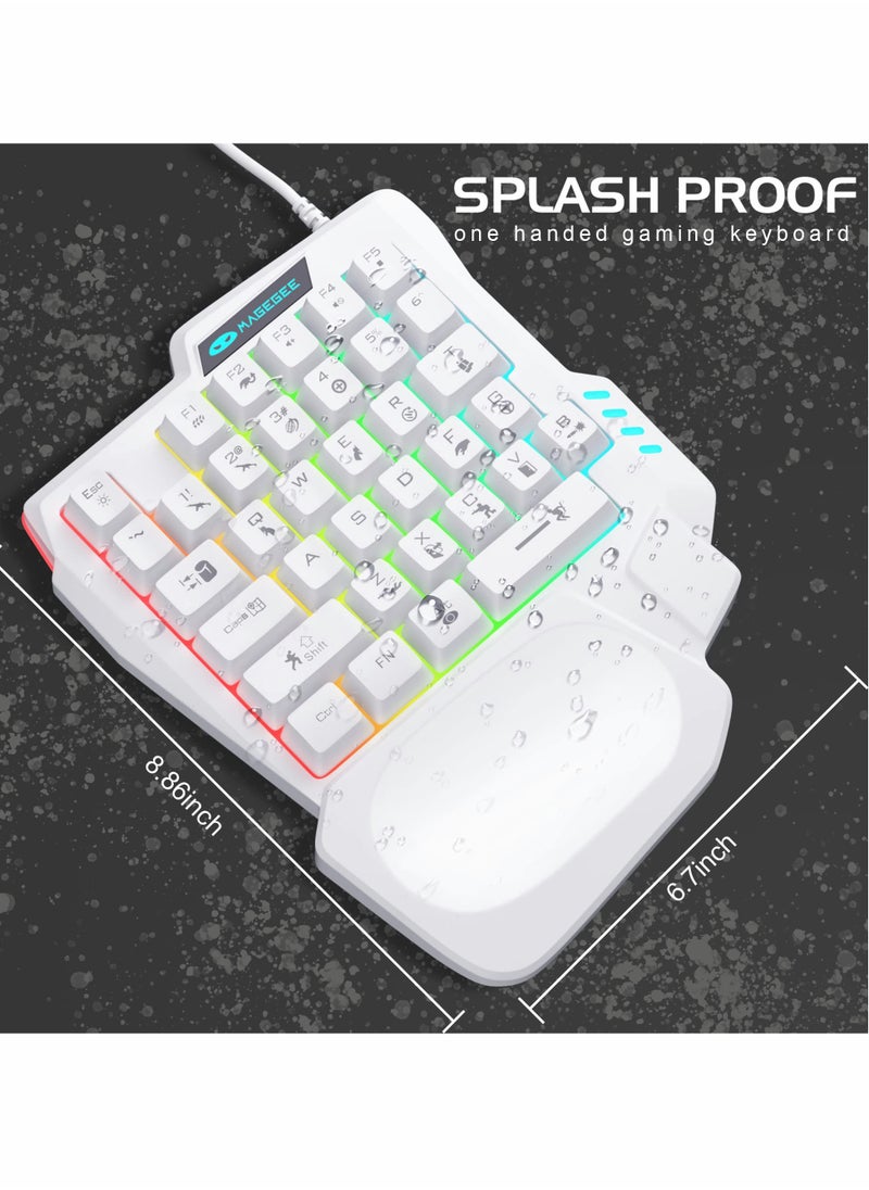 One Handed Gaming Keyboard, Small Gaming Keyboard with Ergonomic Palm Rest, Mini Gaming Keypad