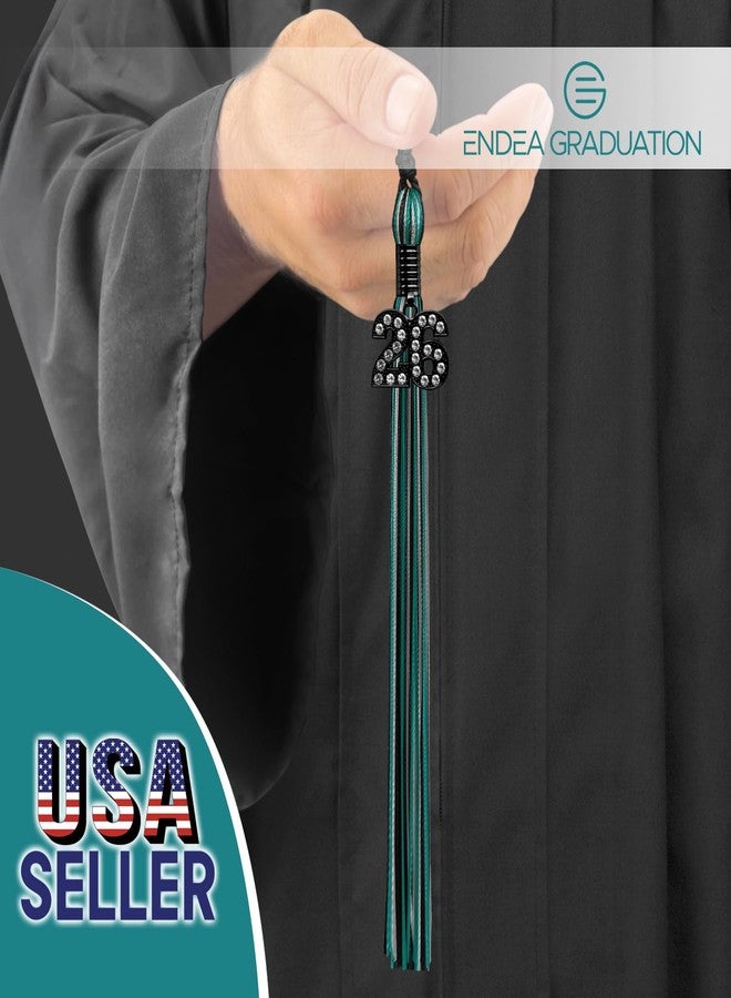 Endea Graduation شرابة تخرج إنديا ثلاثية الألوان مختلطة مع تعليقة سوداء لامعة (أسود/طاووس/فضي، 2026) - Image 2